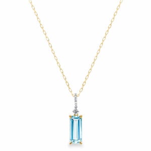 Canadian Diamond and Aquamarine Pendant in Yellow and White Gold