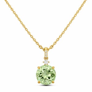 Canadian Diamond and Green Amethyst Pendant in Yellow Gold