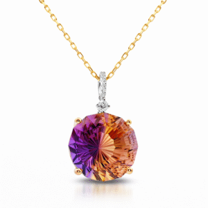 Canadian Diamond and Ametrine Pendant in Yellow and White Gold