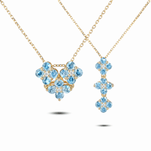 Canadian Diamond and Aquamarine Interchangeable Heart Pendant in Yellow Gold