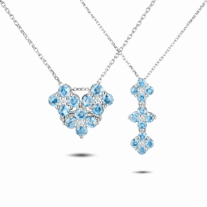Canadian Diamond and Aquamarine Interchangeable Heart Pendant in White Gold