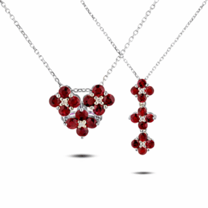 Canadian Diamond and Garnet Interchangeable Heart Pendant in White Gold