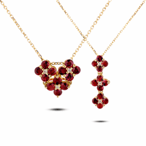 Canadian Diamond and Garnet Interchangeable Heart Pendant in Yellow Gold