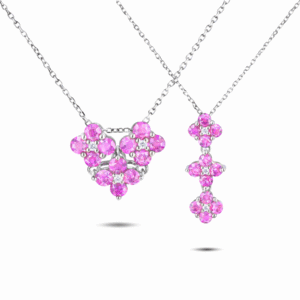 Canadian Diamond and Pink Sapphire Interchangeable Heart Pendant in White Gold