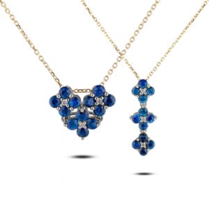 Canadian Diamond and Blue Sapphire Interchangeable Heart Pendant in White and Yellow Gold