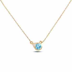 Canadian Diamond and Aquamarine Necklace In Yellow