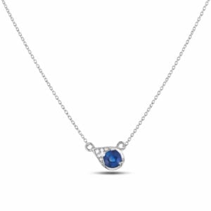 Blue Sapphire and Canadian Diamond Necklace In White Gold