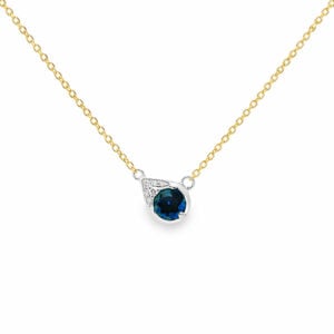 Canadian Diamond and Blue Sapphire Necklace In Yellow and White Gold