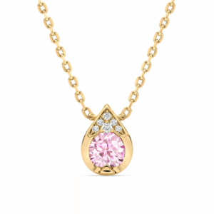 Pink Sapphire and Canadian Diamond Pendant In Yellow Gold