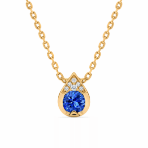 Blue Sapphire and Diamond Pendant In 14K Yellow Gold