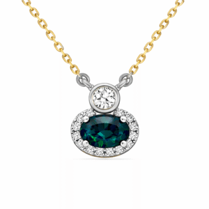 Tourmaline and Canadian Diamond Halo Pendant in Yellow and White Gold