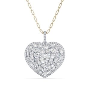 Black Label De Beers Forevermark Diamond Heart Shaped Mosaic Pendant in 18K Gold