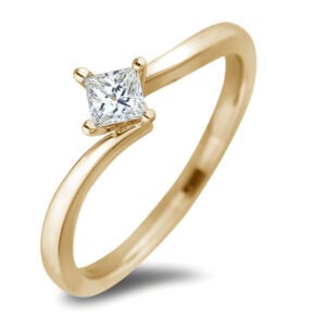 Ideal Princess Cut Desert Diamond Engagement Ring in Yellow Gold