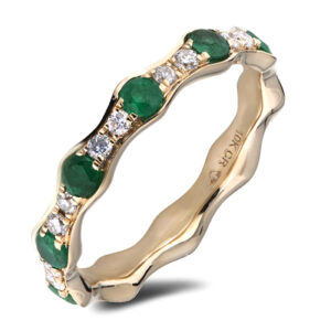 Canadian Diamond and Emerald Eternity Ring in Yellow Gold