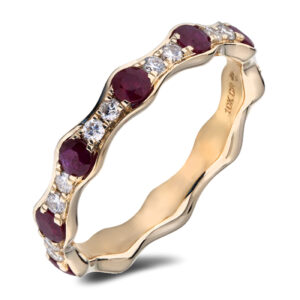 Canadian Diamond and Ruby Eternity Ring in Yellow Gold