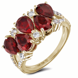 Garnet and Canadian Diamond Statement Ring in Yellow Gold