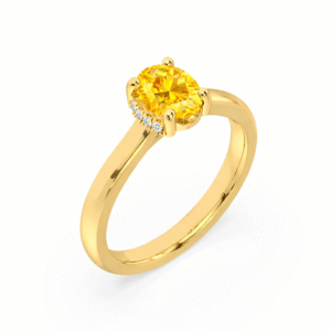 Yellow Sapphire Ring with Diamond Hidden Detail in 18K Yellow Gold