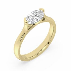 Oval Shaped Solitaire Canadian Diamond Engagement Ring in Yellow Gold