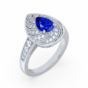 Ceylon Origin Blue Sapphire and Diamond Classic Ring in 18K White Gold