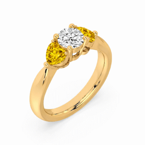 GIA Diamond and Canary Yellow Sapphire Engagement Ring in Yellow Gold