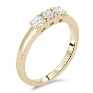 Canadian Diamond Three Stone Anniversary Ring In Yellow Gold