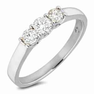 Canadian Diamond Three Stone Anniversary Band In White Gold