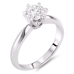 GIA Certified Diamond Solitaire Engagement Ring in 18K White Gold 0.51 Carat