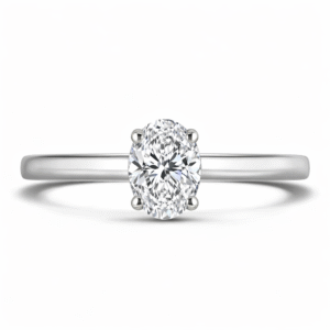 Oval Shaped De Beers Forevermark Diamond Solitaire Engagement Ring in 18K White Gold