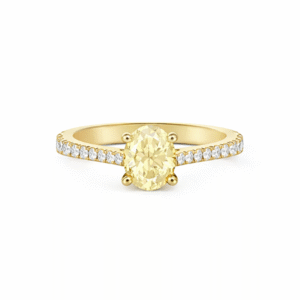 Tanzanian Origin Non-Heated Honey Color Sapphire and Canadian Diamond Ring in Yellow Gold