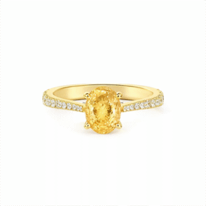 Tanzanian Origin Non-Heated Yellow Sapphire and Canadian Diamond Ring in Yellow Gold