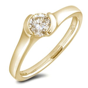 Canadian Diamond Solitaire Tension Set Engagement Ring in Yellow Gold