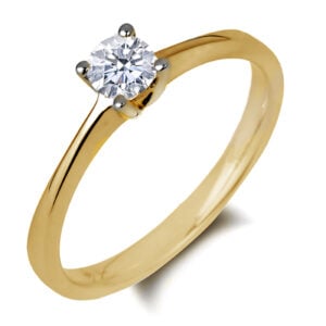 Solitaire Canadian Diamond Engagement Ring In Yellow Gold 0.32 Carat