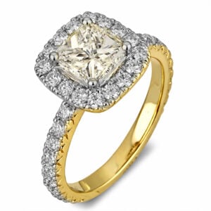 Radiant Cut 1.06 Carat Canadian Diamond Halo Engagement Ring in 14K Yellow Gold 2.06 Carat TW