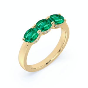 Emerald and Diamond Ring With Hidden Halo Detail in 18K Yellow Gold