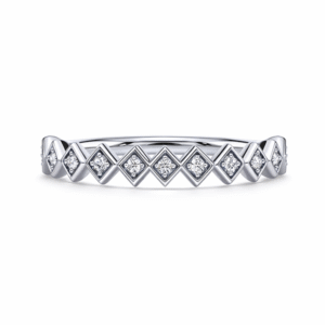 Sculpted Diamond Anniversary Ring in 18K White Gold