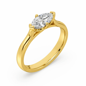 Marquise Shaped Solitaire Canadian Diamond Engagement Ring in Yellow Gold