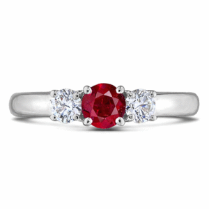 De Beers Forevermark Diamond and Ruby Trilogy Ring in 18K White Gold