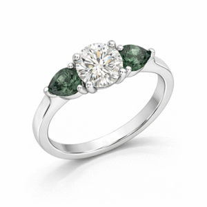 De Beers Forevermark Diamond and Alexandrite Trilogy Ring in 18K White Gold
