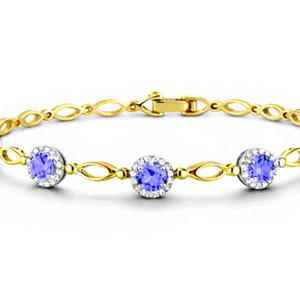 Ceylon Origin Blue Sapphire and Canadian Diamond Bracelet In Yellow Gold