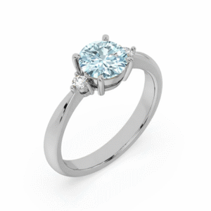 Aquamarine and Canadian Diamond Three Stone Ring in White Gold