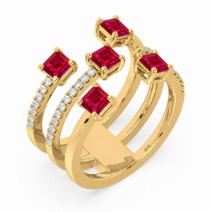 Ruby and Canadian Diamond Modern Ring in Yellow Gold