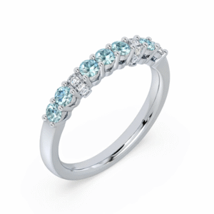 Aquamarine 0.40 Carat TW and Canadian Diamond Ring in White Gold