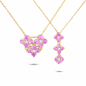 Canadian Diamond and Pink Sapphire Interchangeable Heart Pendant in Yellow Gold