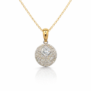 Princess Cut De Beers Forevermark Diamond Pendant in 14K Yellow and White Gold