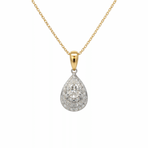 Pear Shape De Beers Forevermark Diamond Pendant in 14K Yellow and White Gold