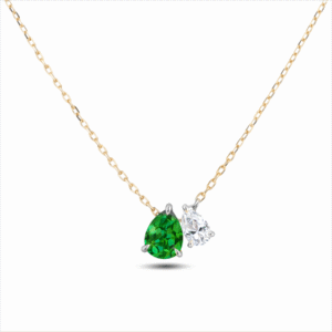 De Beers Forevermark Pear Shape Diamond and Tsavorite Garnet Necklace in 14K Gold