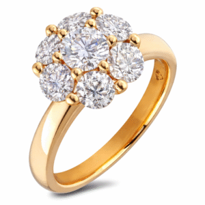 Canadian Diamond Flower Ring in Yellow Gold 1.50 Carat TW