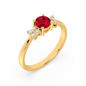 Ruby and Canadian Diamond Accent Ring in Yellow Gold
