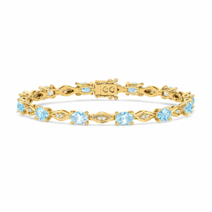 Aquamarine 4.84 Carat TW and Canadian Diamond Bracelet In Yellow Gold