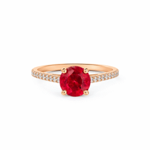 Thailand Origin 0.61 Carat Ruby and De Beers Forevermark Diamond Ring in 14K Rose Gold
